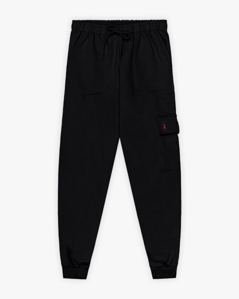 Calça Jogger Juvenil Masculina em Moletom com Bolso Lateral -BaseD - Preto