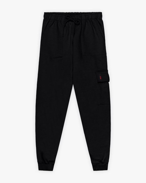 Calça Jogger Juvenil Masculina em Moletom com Bolso Lateral -BaseD - Preto