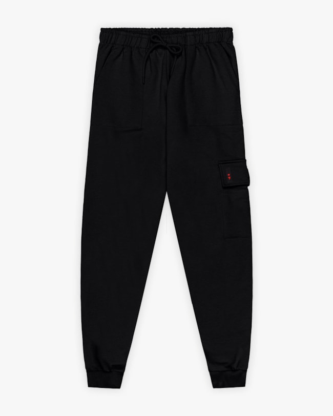 Calça Jogger Juvenil Masculina em Moletom com Bolso Lateral -BaseD - Preto-82ef7345-fcc6-429a-9000-8c364cf4ecfa