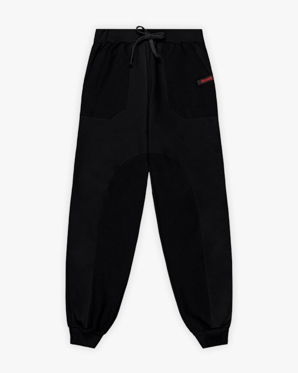 Calça Jogger Masculina Juvenil com Recortes em Moletinho - BaseD - Preto