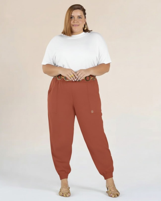 Calça Jogger Plus Size em Viscose Linho - Cereja Rosa - Cerâmica-62ce3e5f-8a91-4530-82a9-1c4cd5140b69