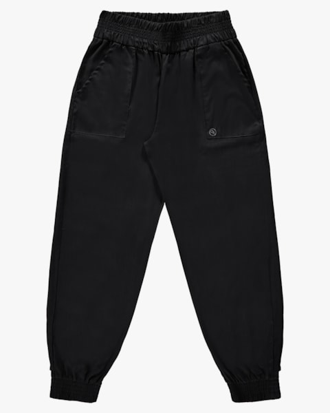 Calça Jogger Plus Size em Viscose Linho - Cereja Rosa - Preto