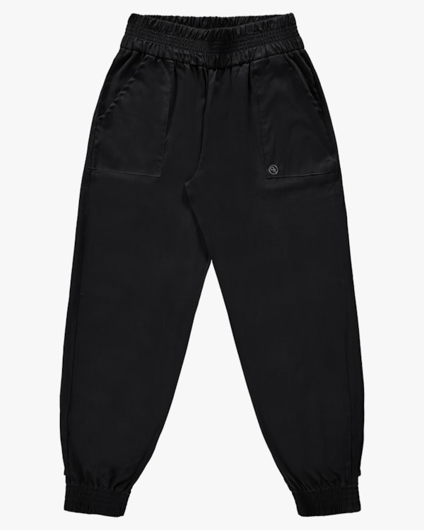 Calça Jogger Plus Size em Viscose Linho - Cereja Rosa - Preto