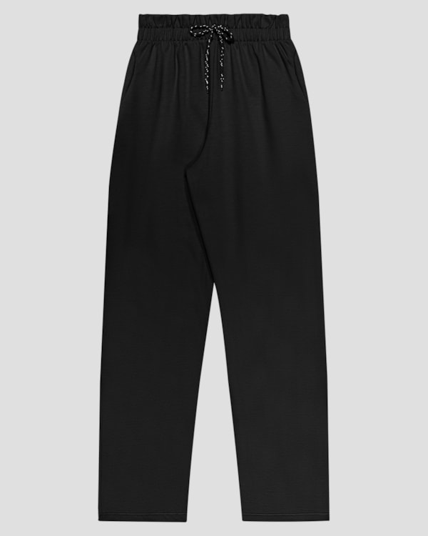 Calça Juvenil Feminina em Moletom com Bolso - BaseD - Preto