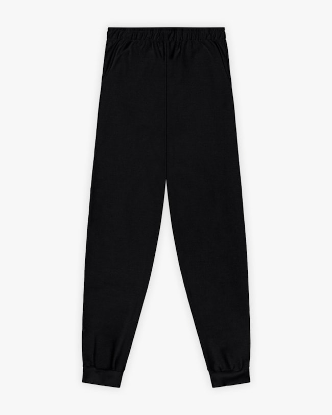 Calça Juvenil Masculina em Moletinho Sarjado com Bolso - BaseD - Preto-f8636698-e144-49c9-a4a7-fa54db268a4e