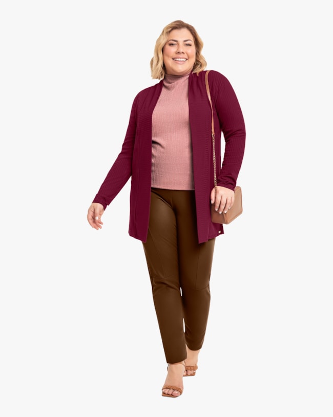 Calça Legging Plus Size em Cirrê Peluciado Cereja Rosa Chocolate-378d8a69-e641-4074-a969-8c97b087e6ce