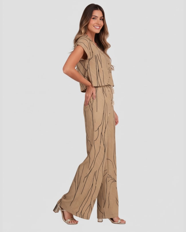 Calça Pantalona em Viscose com Cinto Cereja Rosa Marrom-0a81c2a2-b67f-4514-8a9b-5a37ffaca9d4