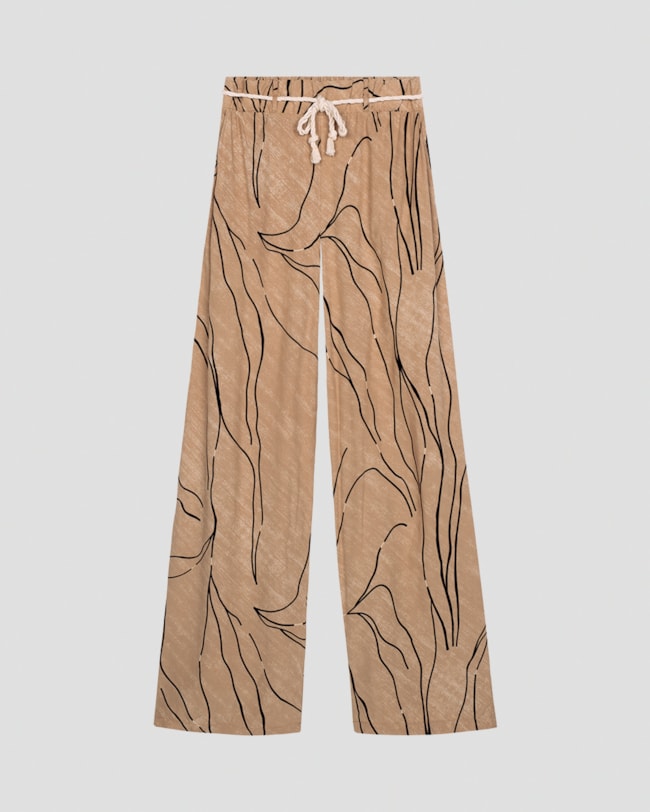 Calça Pantalona em Viscose com Cinto Cereja Rosa Marrom-85a8294b-f93d-4132-a682-43fd415a1f32