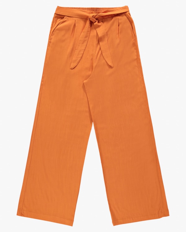 Calça Pantalona em Viscose com Cinto - Cereja Rosa - Orange