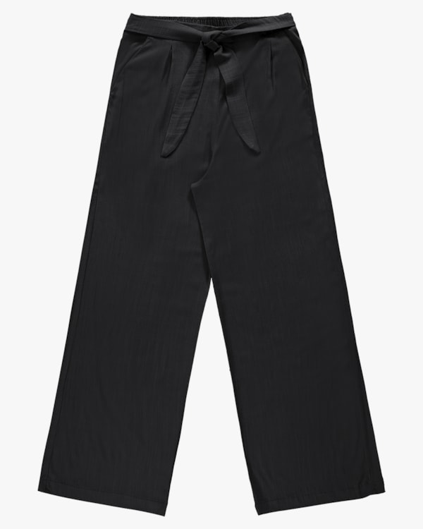Calça Pantalona em Viscose com Cinto - Cereja Rosa - Preto