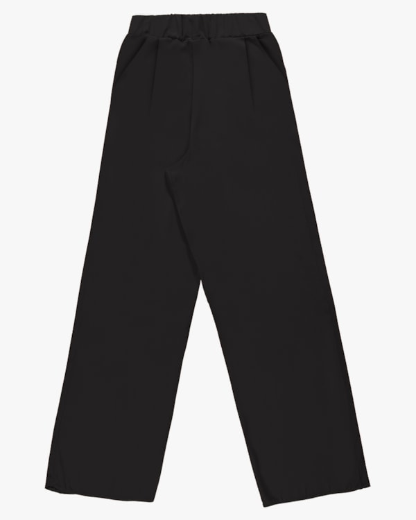 Calça Pantalona em Viscose com Pregas - Cereja Rosa - Preto G