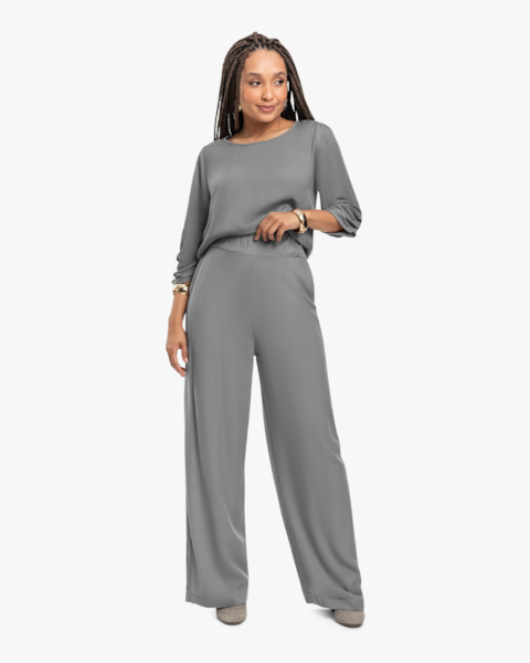 Calça Pantalona Feminina com Bolsos - Cereja Rosa -  Silver