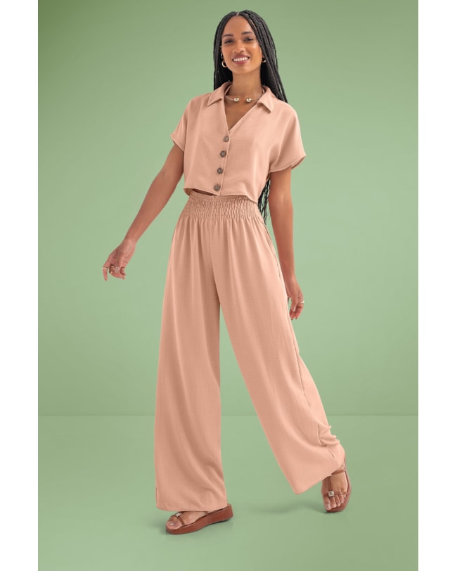 Calça Pantalona Tecido Crepe Cereja Rosa-192a93eb-c56e-4813-b3bd-97db17cb1983