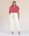 Calça Plus Size em Moletinho com Cinto - Cereja Rosa - Off White-b8c9fa1a-53d4-40ec-b673-7784c4604e97