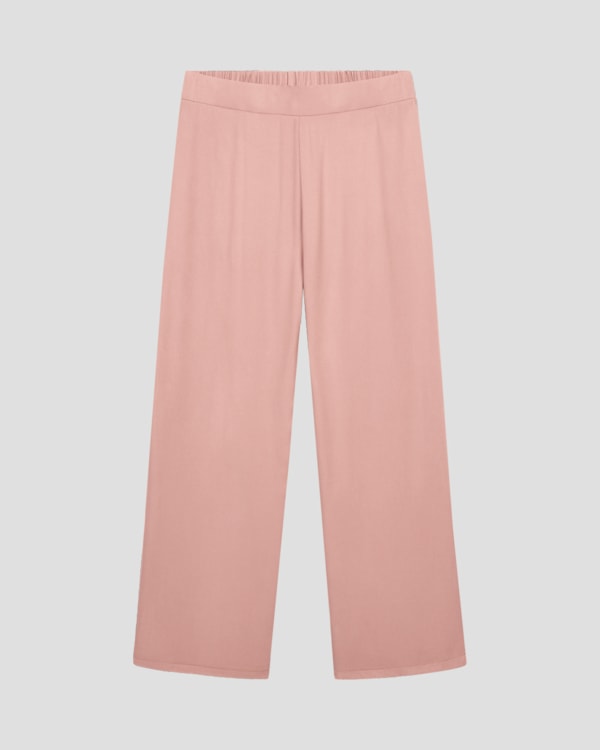 Calça Plus Size Pantalona em Viscose Cereja Rosa Rosê