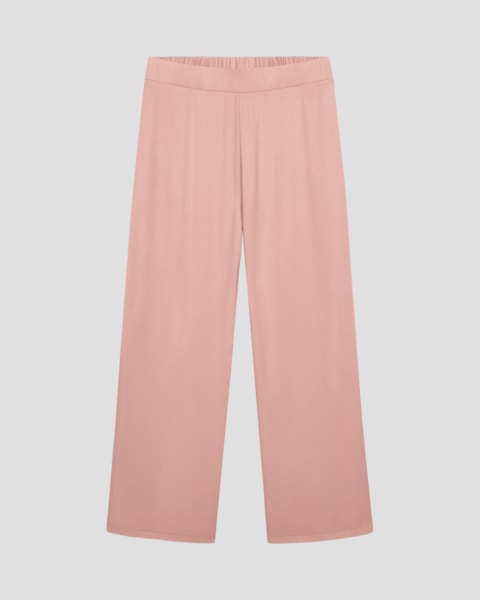 Calça Plus Size Pantalona em Viscose Cereja Rosa Rosê