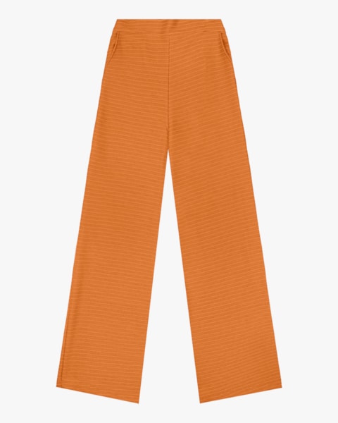 Calça Reta Feminina em Malha Cotelê Cereja Rosa Amarelo