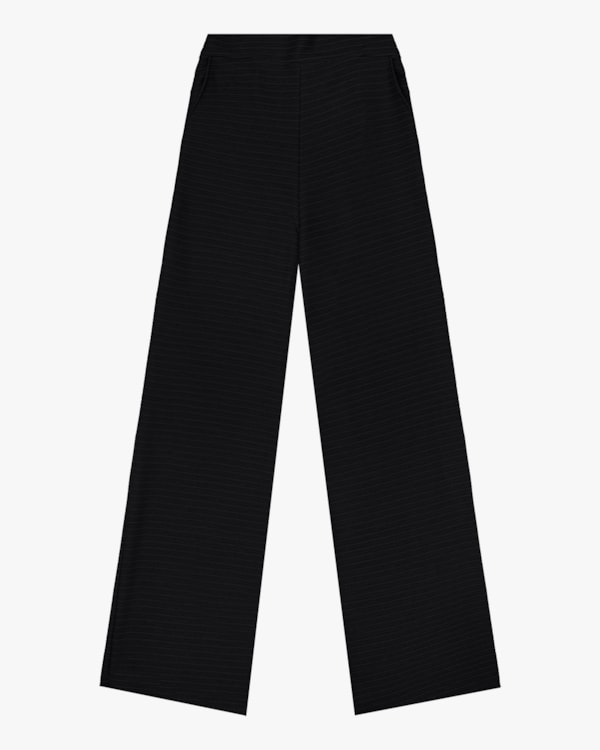 Calça Reta Feminina em Malha Cotelê Cereja Rosa Preto