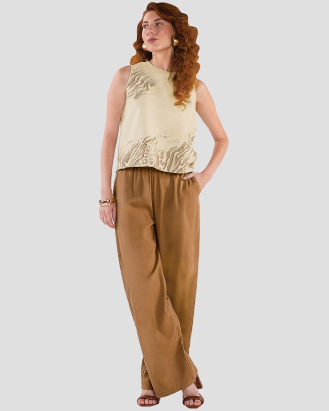 Calça Reta Feminina em Viscose Linho com Bolso - Cereja Rosa - Canela-fd5e2bd6-32f4-453d-87f1-80a5c53185c4