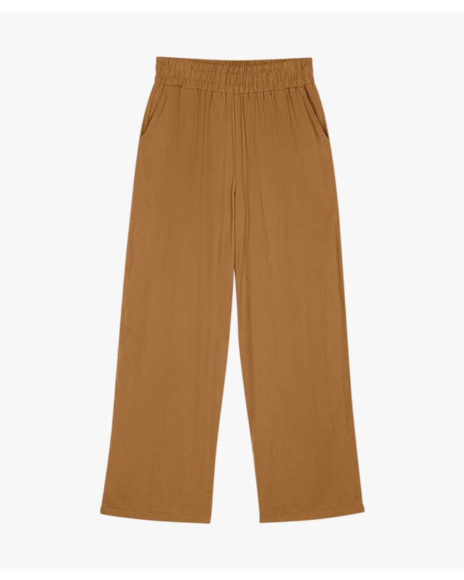 Calça Reta Feminina em Viscose Linho com Bolso - Cereja Rosa - Canela-63173bed-e27f-4062-aed8-e7b2387e337d