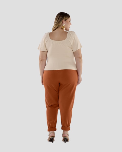 Calça Reta Feminina Plus Size em Moletinho - Cereja Rosa - Inca