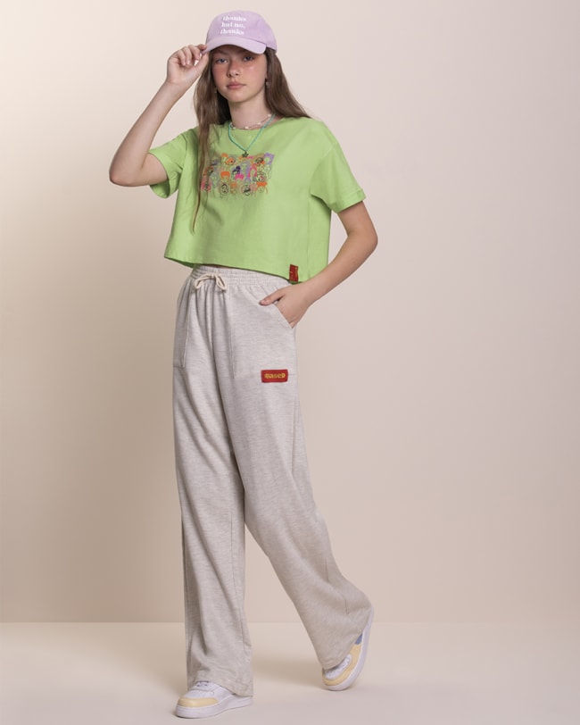 Calça Wide Leg em Moletinho Based-13179c13-06e2-4131-9814-fcc963645c1b
