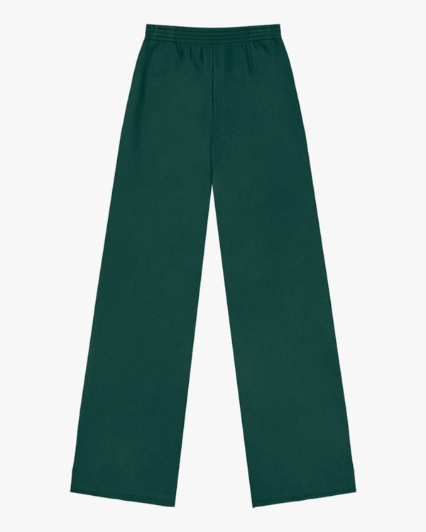 Calça Wide Leg em Moletinho Cereja Rosa - Verde