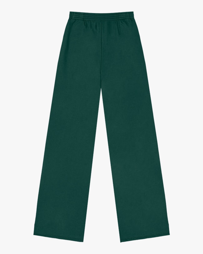 Calça Wide Leg em Moletinho Cereja Rosa - Verde-b8660732-0dae-4fd4-b19d-9cd42bca35e6