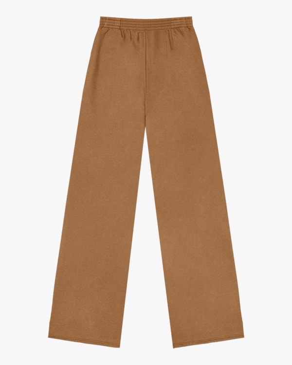 Calça Wide Leg em Moletinho Gengibre Cereja Rosa