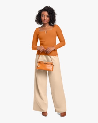 Calça Wide Leg em Moletom Cereja Rosa Deserto