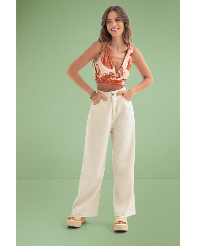 Calça Wide Leg em Sarja e Linho Cereja Rosa-9ad35715-b55a-46eb-a5bd-4a69ca9370c0