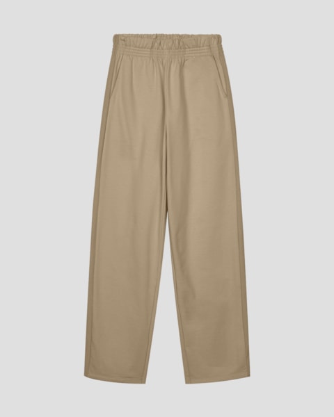 Calça Wide Leg Feminina em Moletom com Bolso - Cereja Rosa - Bege