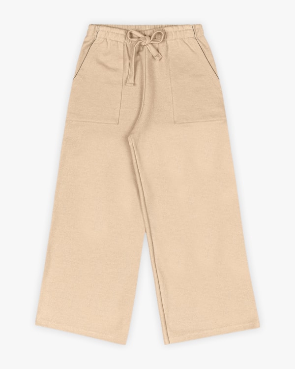 Calça Wide Leg Infantil Menina em Moletom - Kely Kety - Deserto