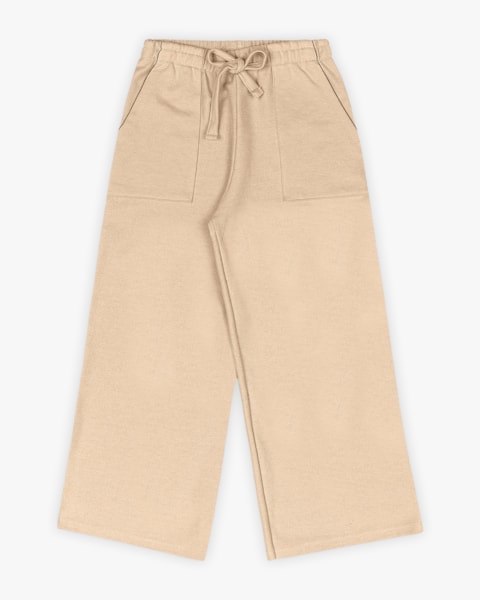 Calça Wide Leg Infantil Menina em Moletom - Kely Kety - Deserto