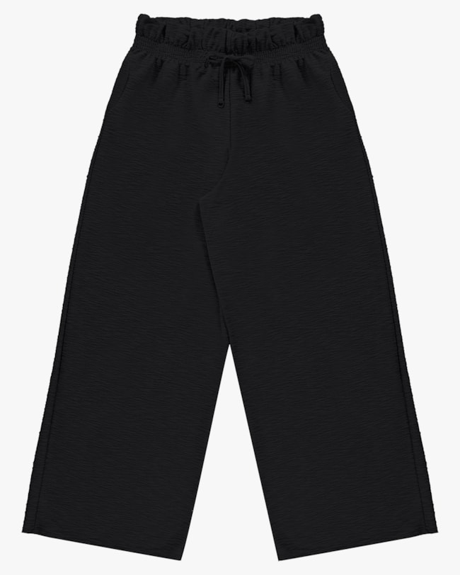 Calça Wide Leg Plus Size em Moletinho - Cereja Rosa - Preto  P-5349d8f9-651a-488d-8455-74649d3fecda