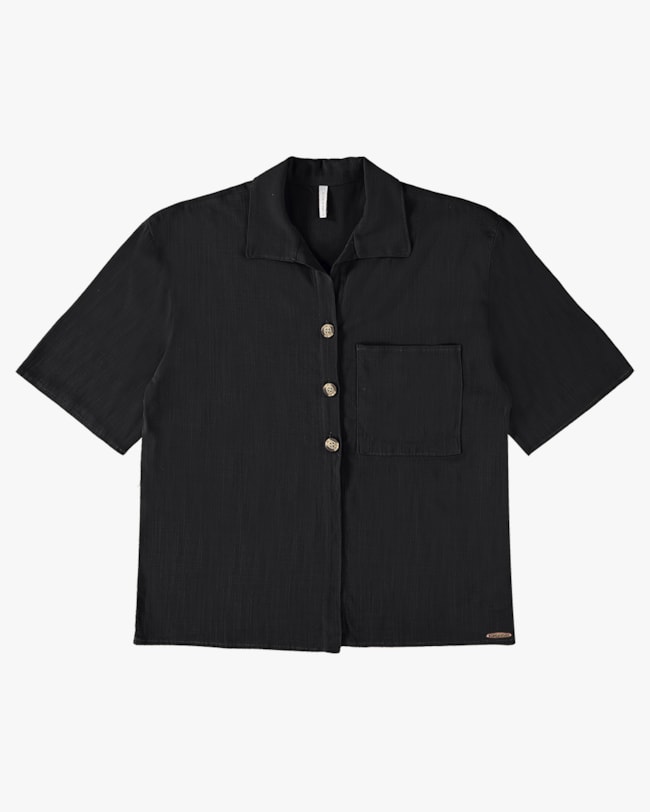 Camisa Feminina Manga Curta em Viscose - Cereja Rosa - Preto P-27ad928a-9708-4952-afe1-f6488c59fc49