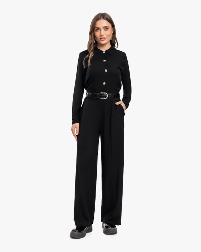 Camisa Feminina Manga Longa em Viscose - Cereja Rosa - Preto-e4ec4df7-ce81-45e4-af14-4c9d2313121d