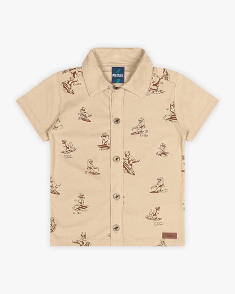 Camisa Infantil Masculina Estampa Dinossauro - ReiRex - Deserto