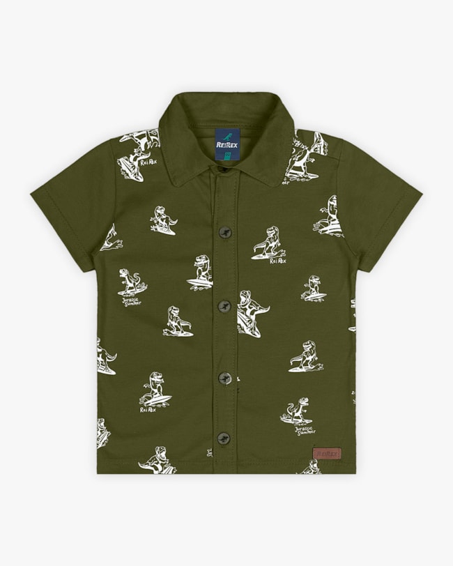 Camisa Infantil Masculina Estampa Dinossauro - ReiRex - Oliveira-f1020b21-4826-46d3-989a-b584eff5d3b4