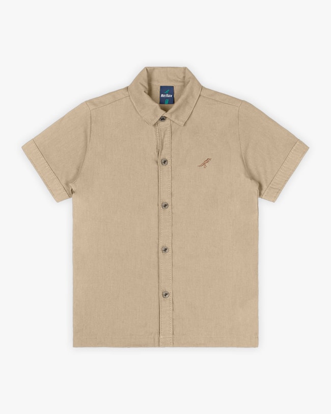 Camisa Infantil Masculino em Viscose Linho - ReiRex - Caqui-72975bb2-6440-4fc3-9db9-e9897f864304