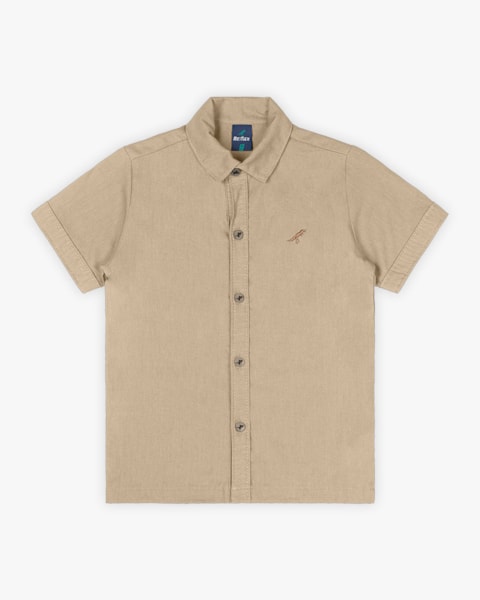 Camisa Infantil Masculino em Viscose Linho - ReiRex - Caqui
