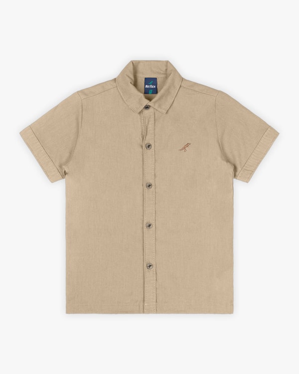 Camisa Infantil Masculino em Viscose Linho - ReiRex - Caqui