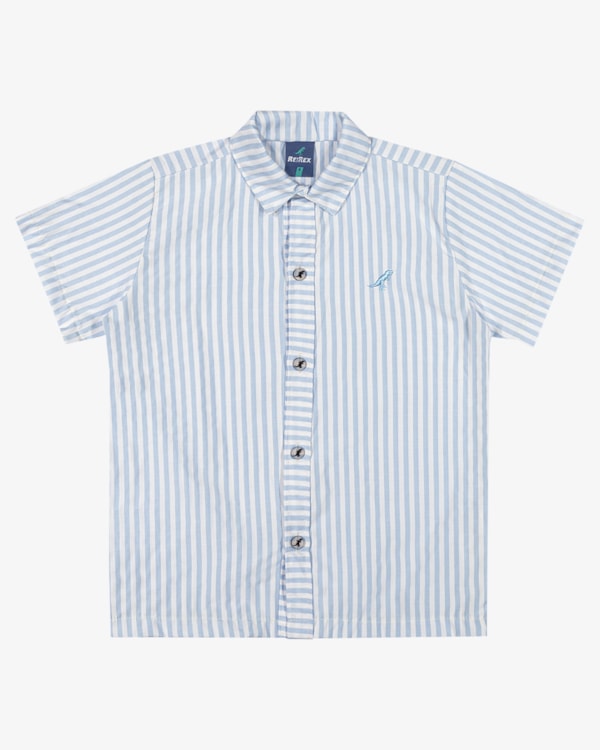 Camisa Infantil Menino em Tecido Tricoline - ReiRex - Azul