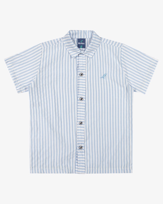 Camisa Infantil Menino em Tecido Tricoline - ReiRex - Azul-898c7b92-9c2d-47aa-a834-b667a48d98d7