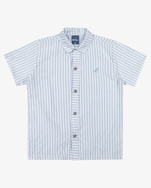 Camisa Infantil Menino em Tecido Tricoline - ReiRex - Azul