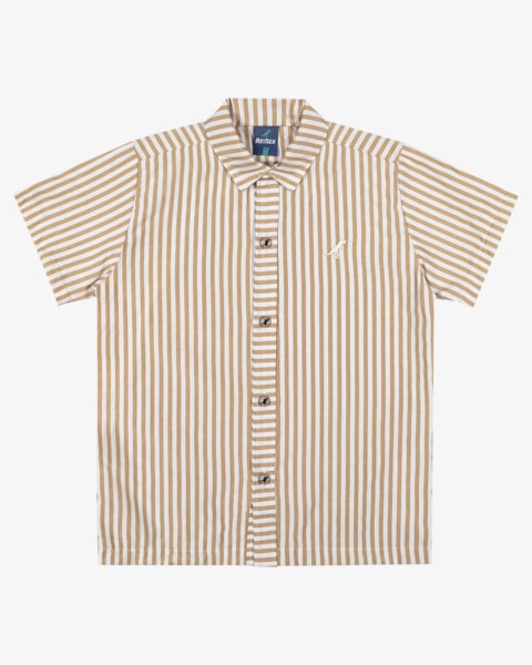 Camisa Infantil Menino em Tecido Tricoline - ReiRex - Bege