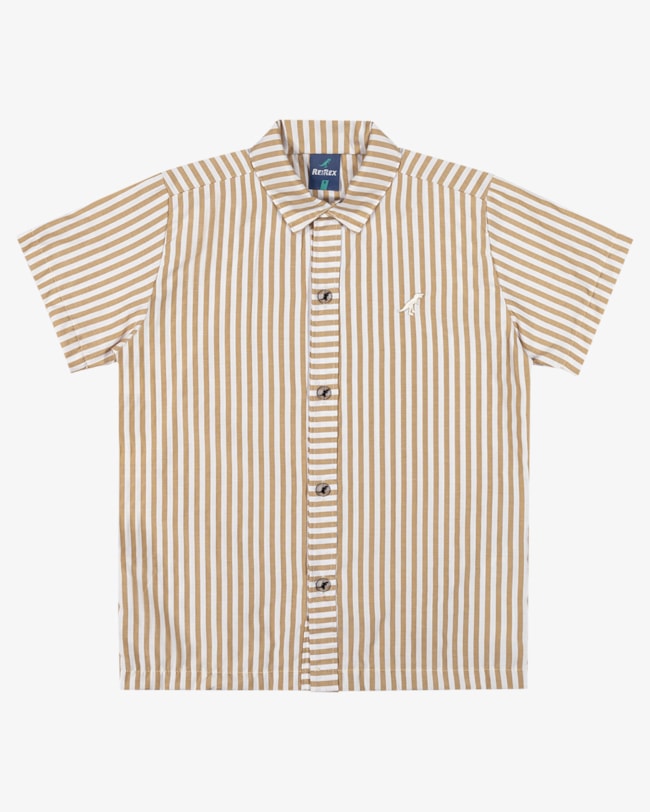 Camisa Infantil Menino em Tecido Tricoline - ReiRex - Bege-8b472a30-e105-49b1-b473-55e3ad13265d