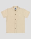 Camisa Infantil Menino em Viscose Linho com Bordado ReiRex Bege-2ab25c45-7b30-47cf-a4b6-fc31f5067a41