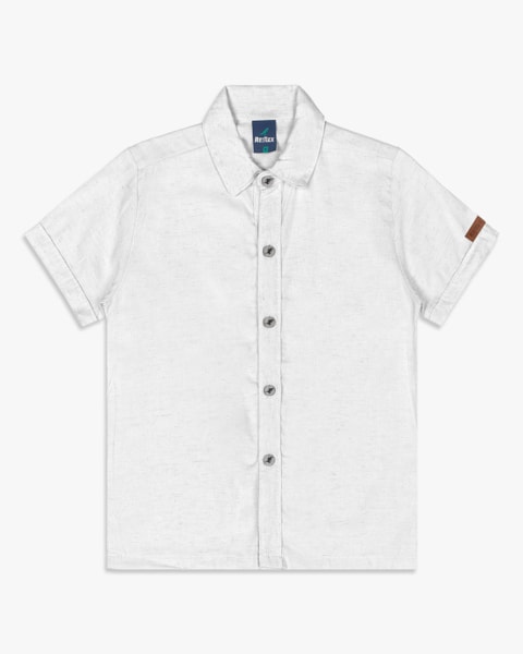 Camisa Infantil Menino em Viscose Linho - ReiRex - Branco