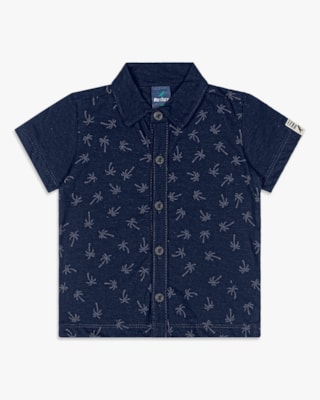 Camisa Infantil Menino Manga Curta Estampada - ReiRex - Oxford